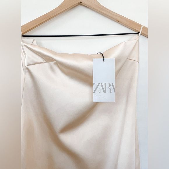 ZARA WOMAN NWT FW22 VANILLA SATIN EFFECT DRESS 8342/230/014 - Picture 8 of 14